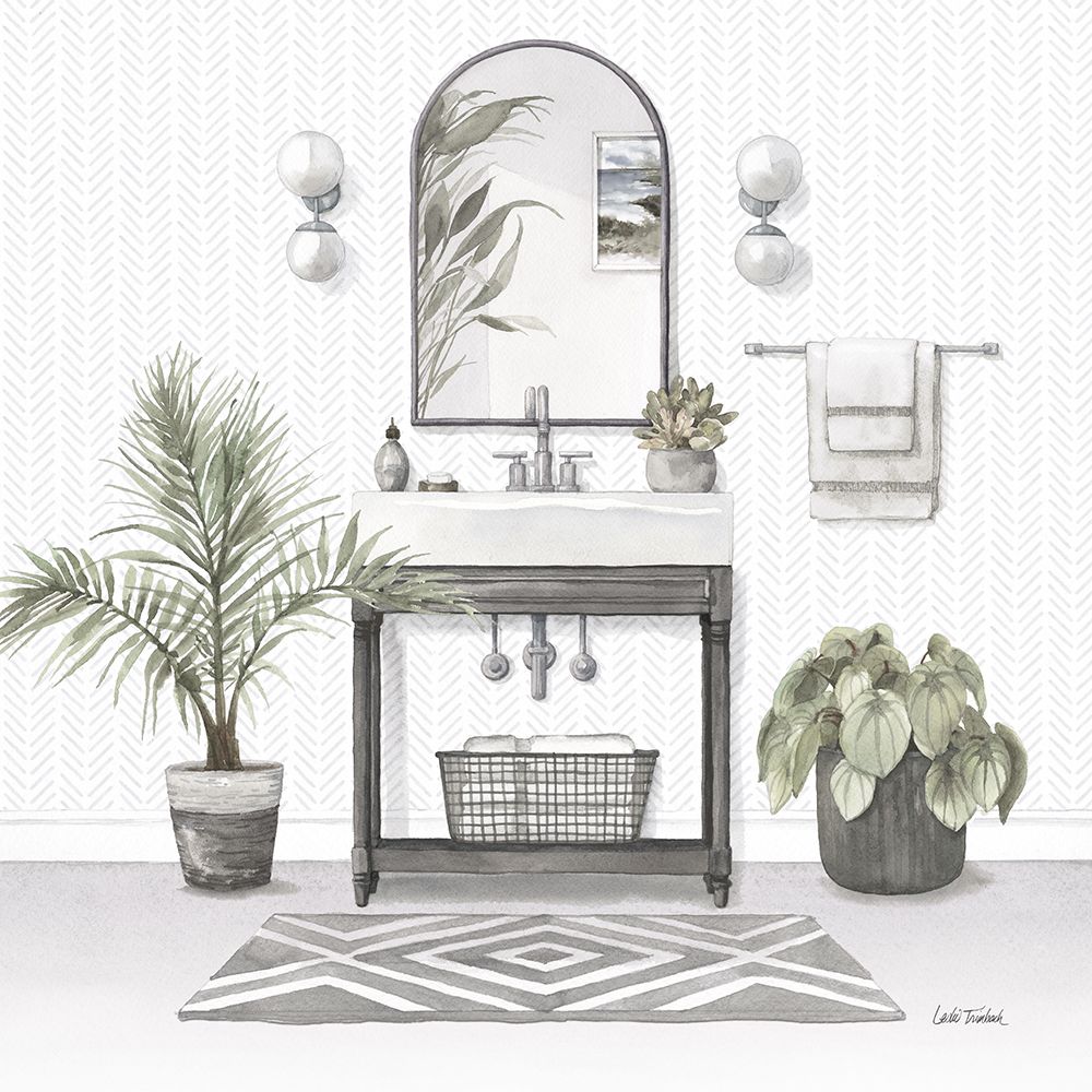 Serene Bath I Gray art print by Leslie Trimbach for $57.95 CAD