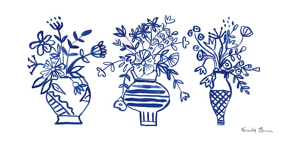Blue Vases I art print by Farida Zaman for $57.95 CAD