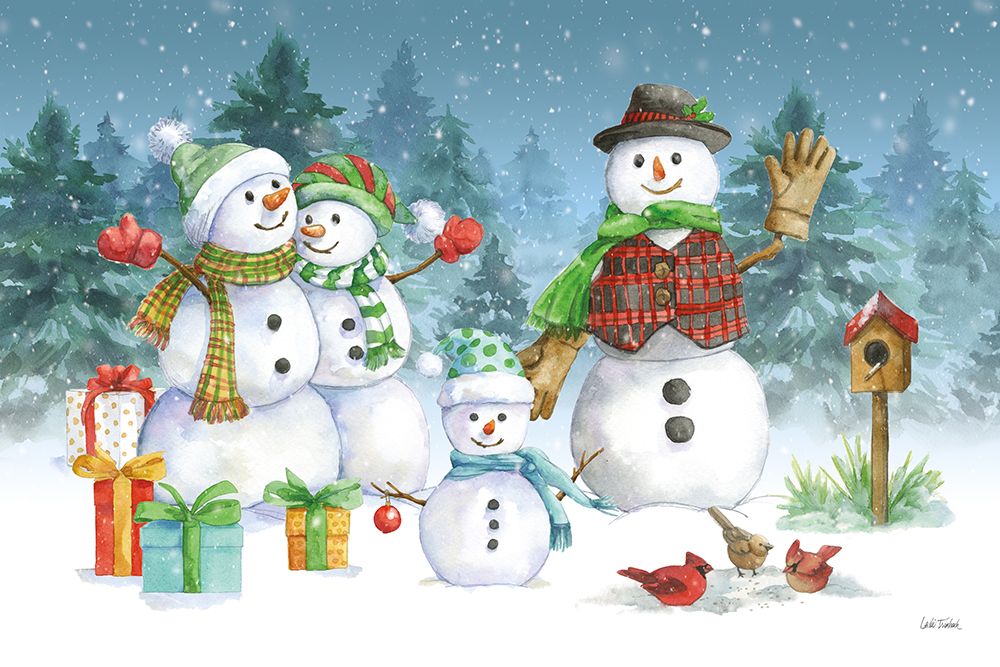 Snowman Family I art print by Leslie Trimbach for $57.95 CAD
