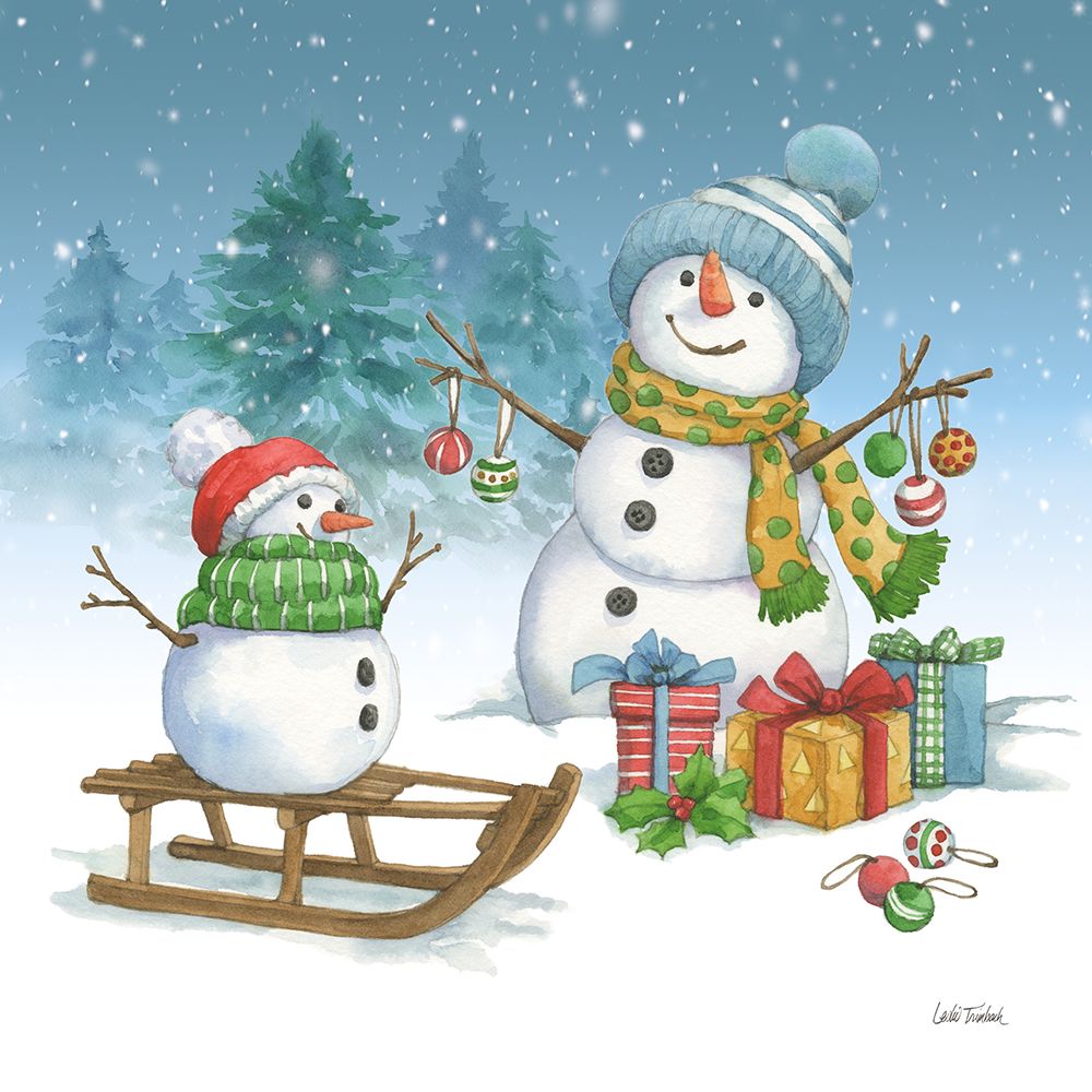 Snowman Family III art print by Leslie Trimbach for $57.95 CAD