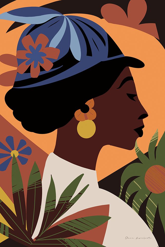 Boho Woman III Flipped Blue art print by Omar Escalante for $57.95 CAD