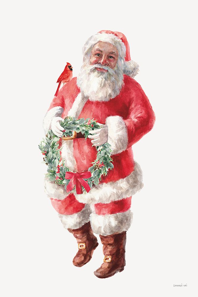 Jolly Santa with Wreath art print by Danhui Nai for $57.95 CAD