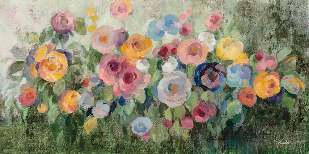Flowers on Mossy Green art print by Silvia Vassileva for $57.95 CAD