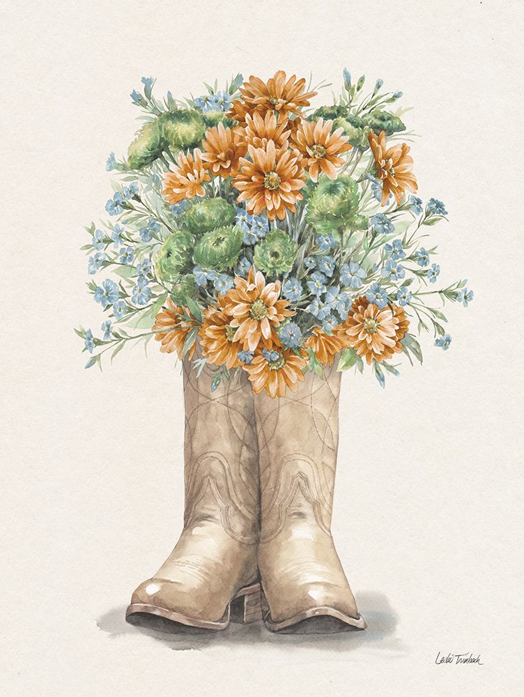 Wildflower Western II Cream art print by Leslie Trimbach for $57.95 CAD