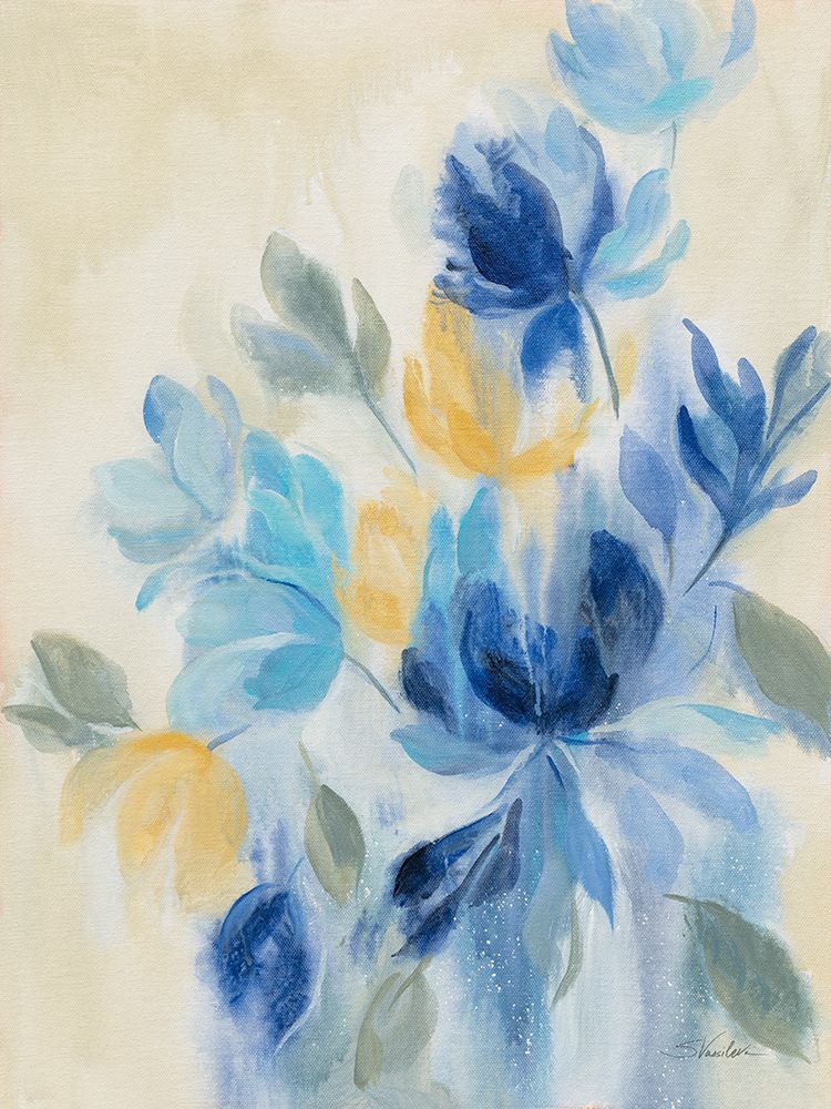 Sapphire Blue Floral II art print by Silvia Vassileva for $57.95 CAD