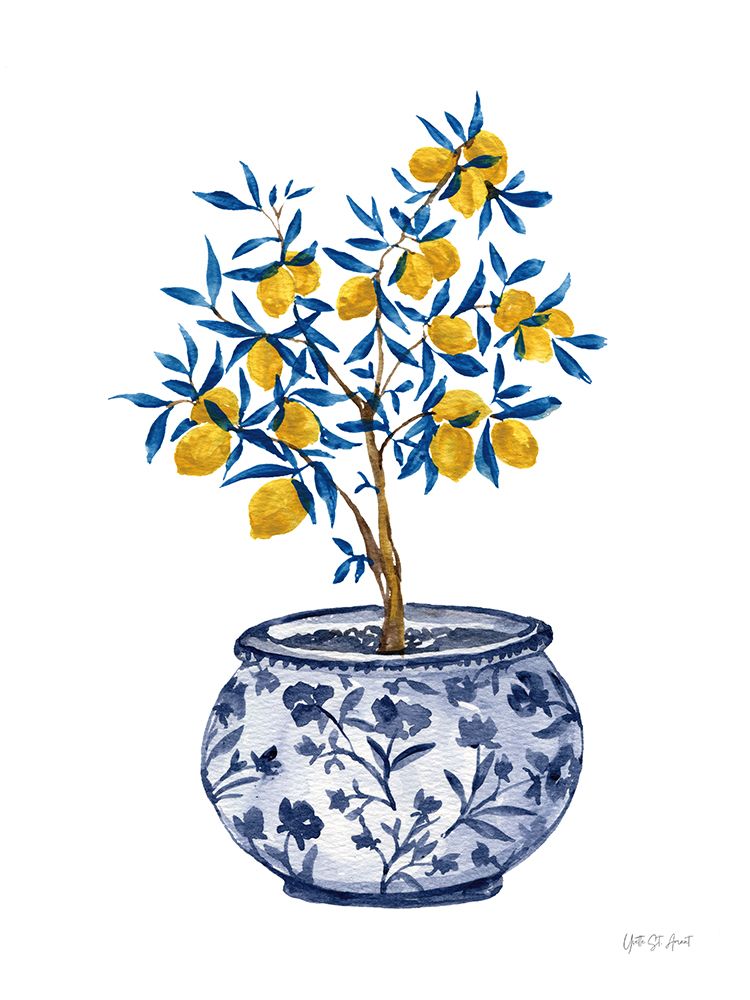 Lemon Tree in Chinoiserie I art print by Yvette St. Amant for $57.95 CAD