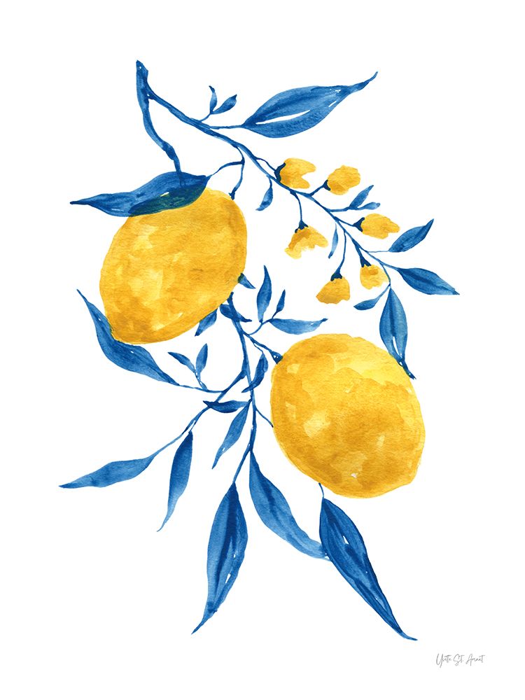 Blue Leaf Lemons II art print by Yvette St. Amant for $57.95 CAD