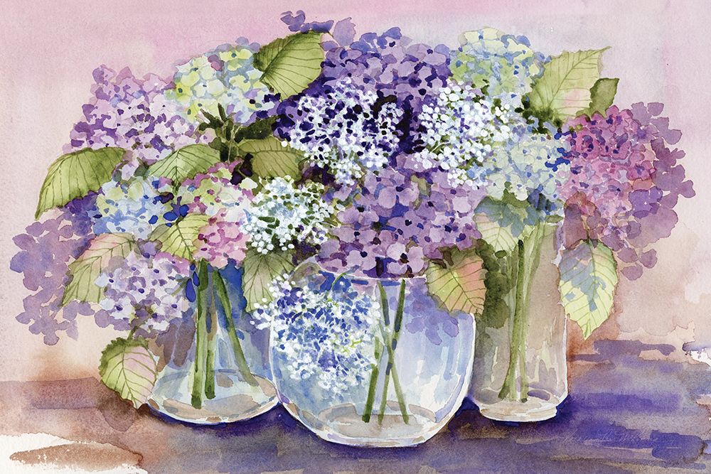Hydrangeas In Glass art print by Kathleen Parr McKenna for $57.95 CAD
