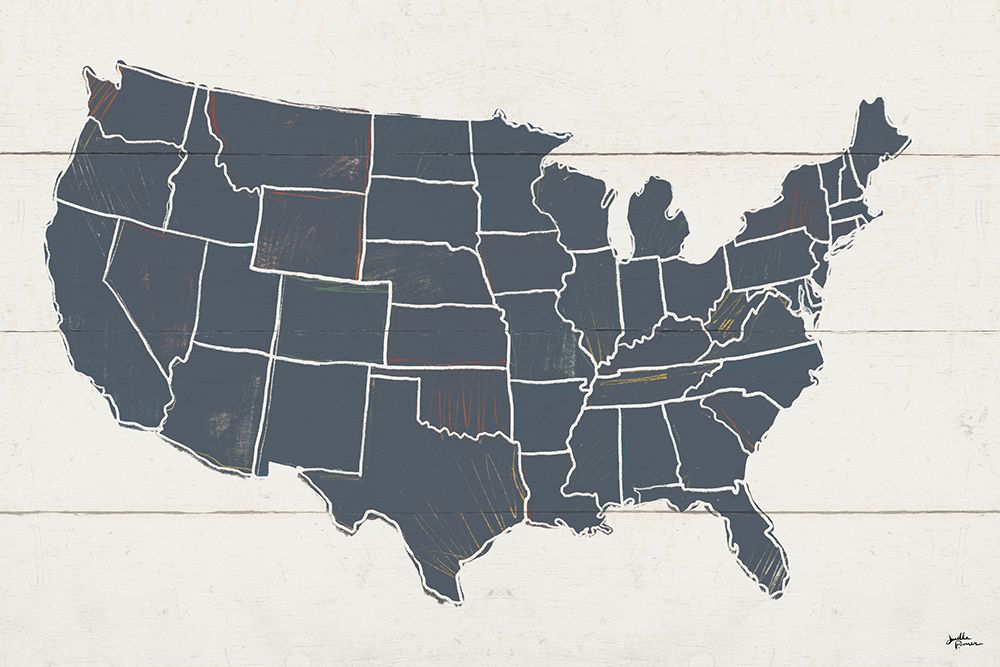 Peace and Lodge USA Map Gray art print by Janelle Penner for $57.95 CAD