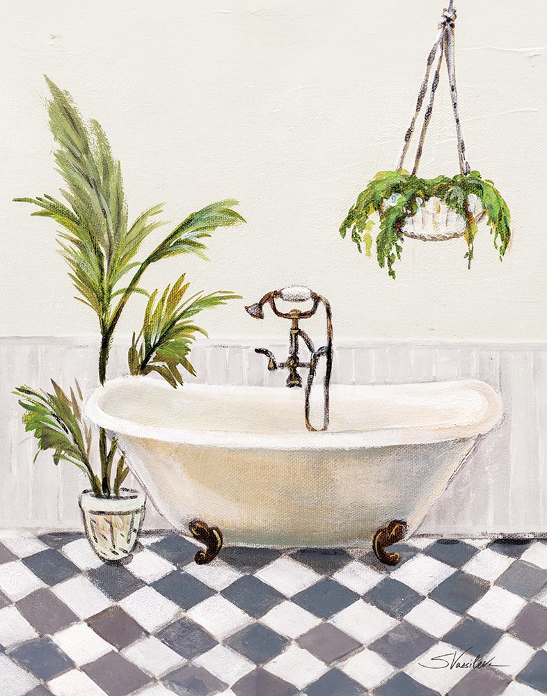 Crisp Cottage Bathroom I Vertical art print by Silvia Vassileva for $57.95 CAD