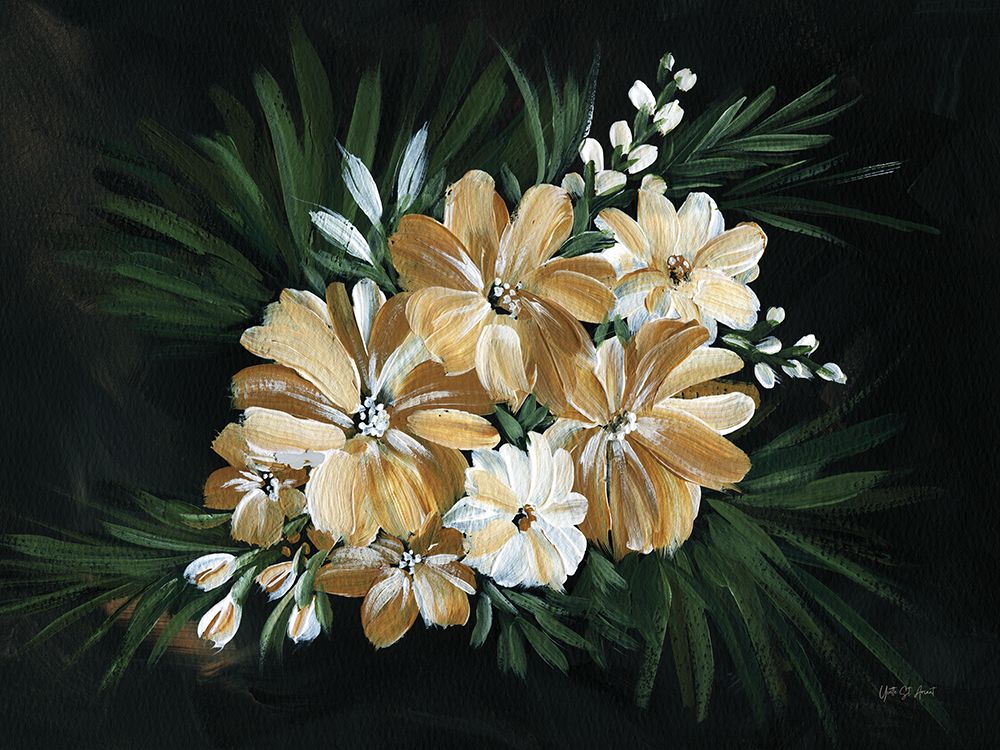 Moody Golden Florals art print by Yvette St. Amant for $57.95 CAD