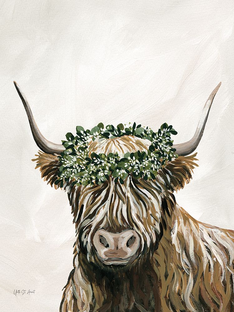 Harvest Cow Sage Texture Light art print by Yvette St. Amant for $57.95 CAD