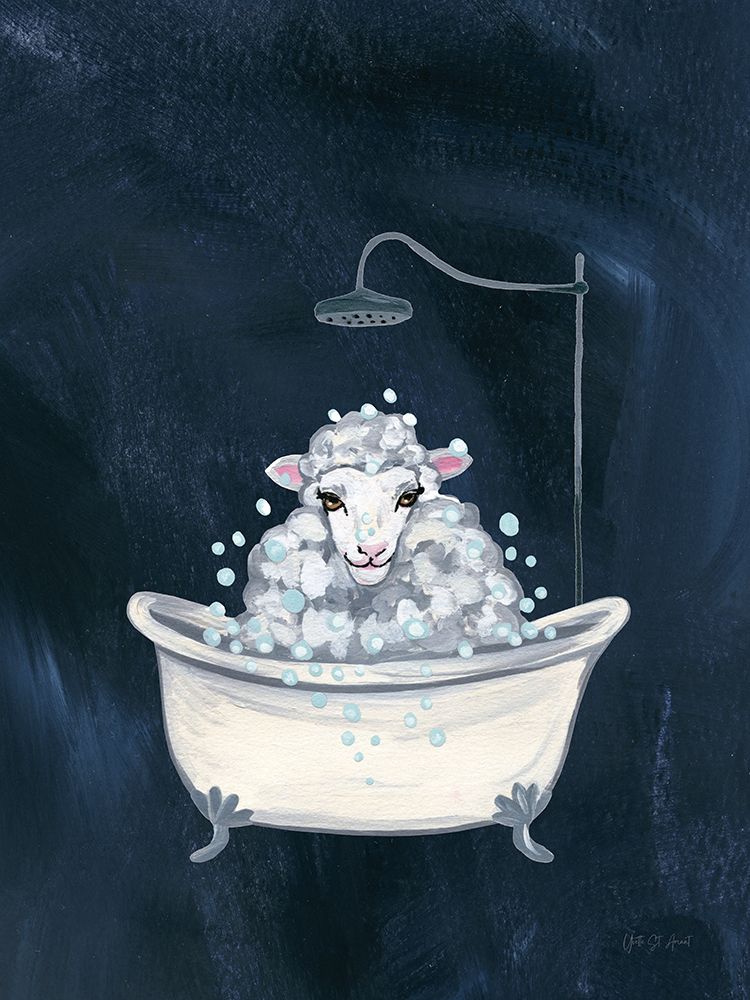 Sheep in Tub and Suds Texture Dark art print by Yvette St. Amant for $57.95 CAD