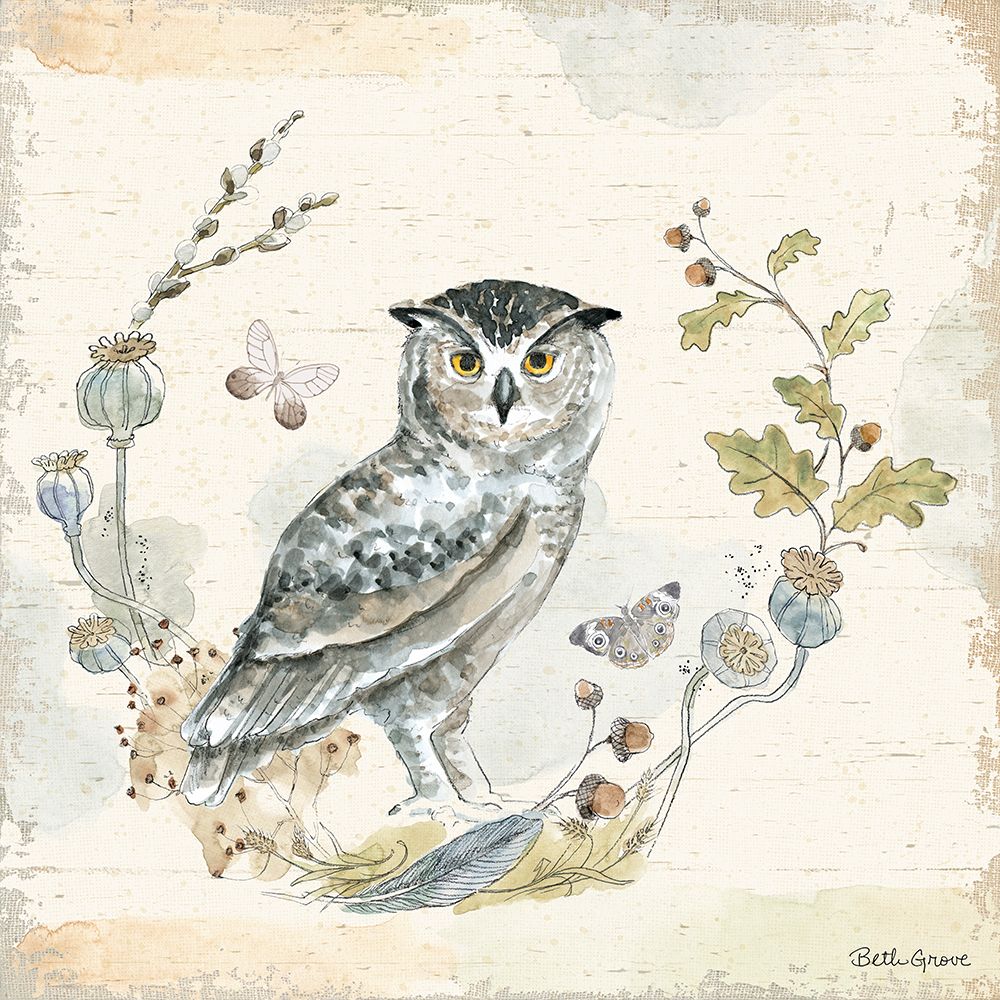 Woodland Wreath IX Blue Feather art print by Beth Grove for $57.95 CAD