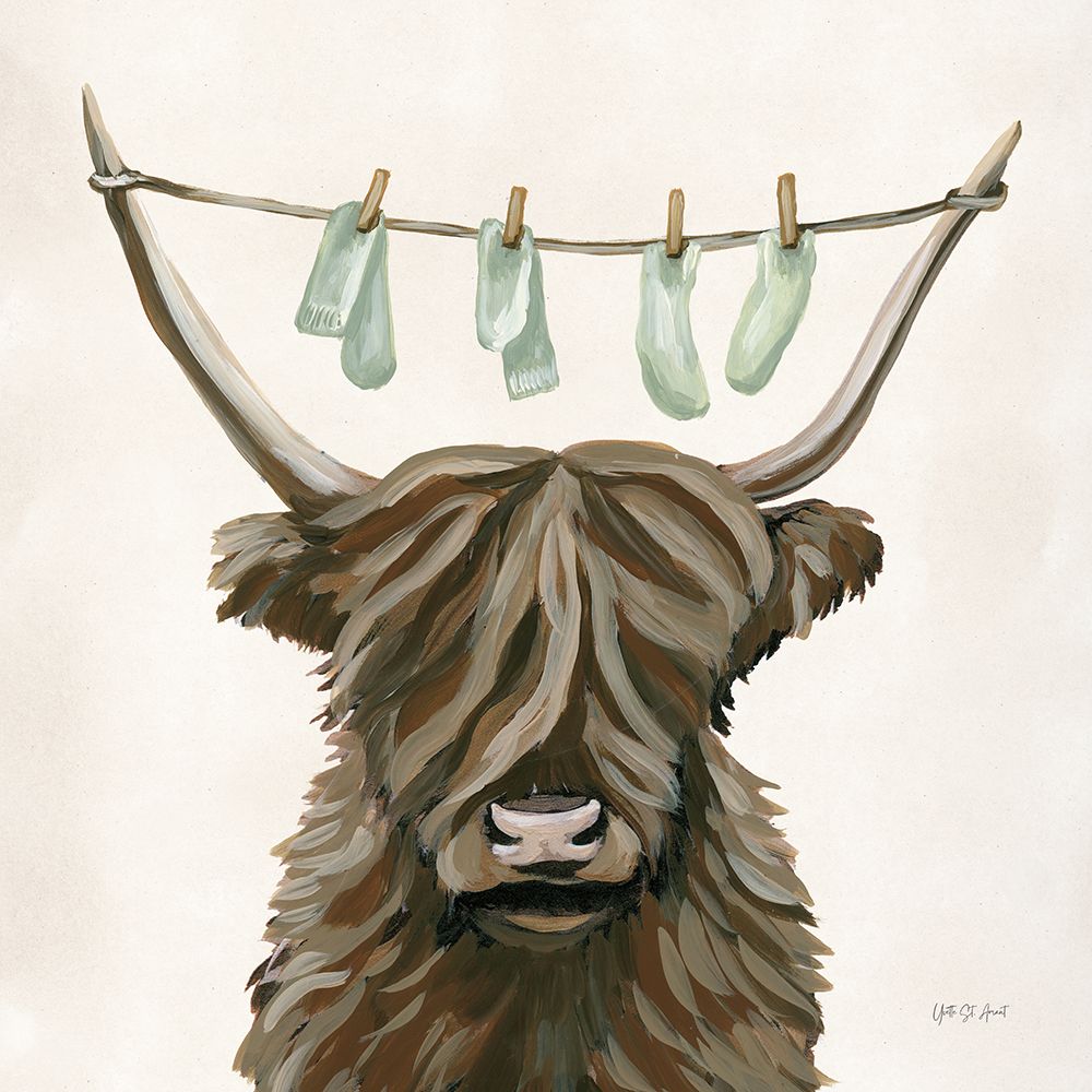 Highland Cow Clothesline art print by Yvette St. Amant for $57.95 CAD