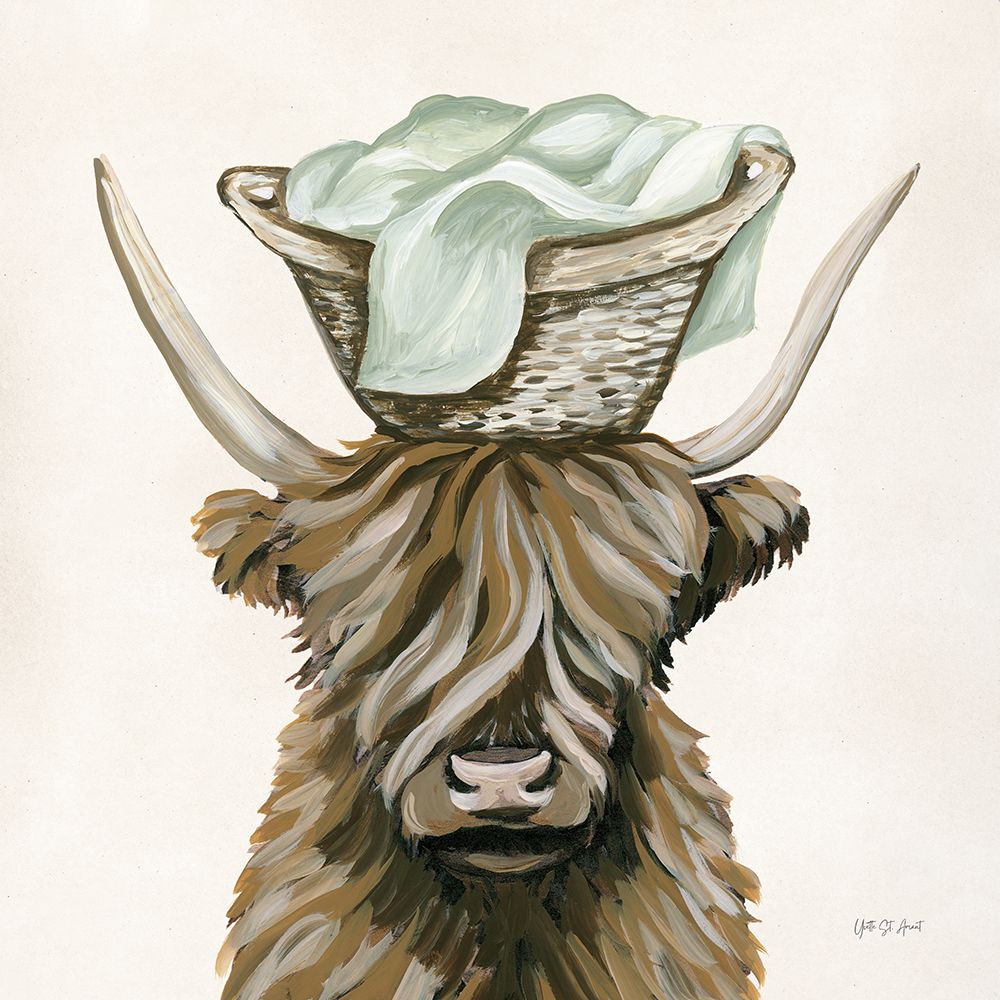 Highland Cow Laundry Basket art print by Yvette St. Amant for $57.95 CAD