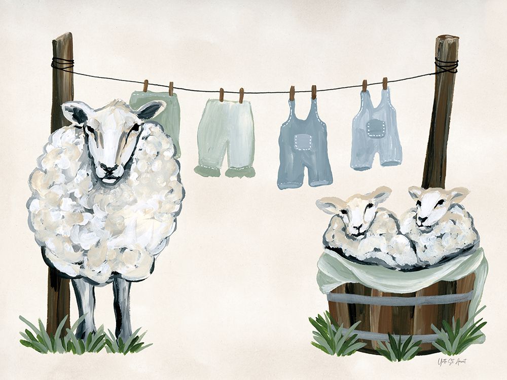 Clothesline Sheep art print by Yvette St. Amant for $57.95 CAD