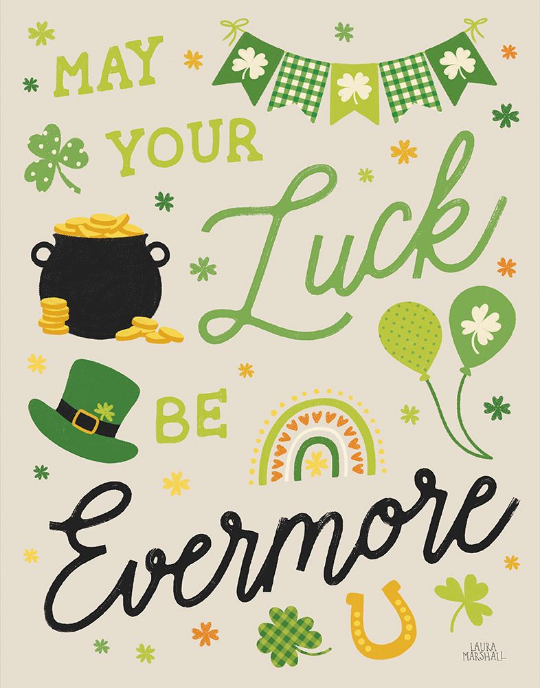 Shamrock Wishes III Beige art print by Laura Marshall for $57.95 CAD