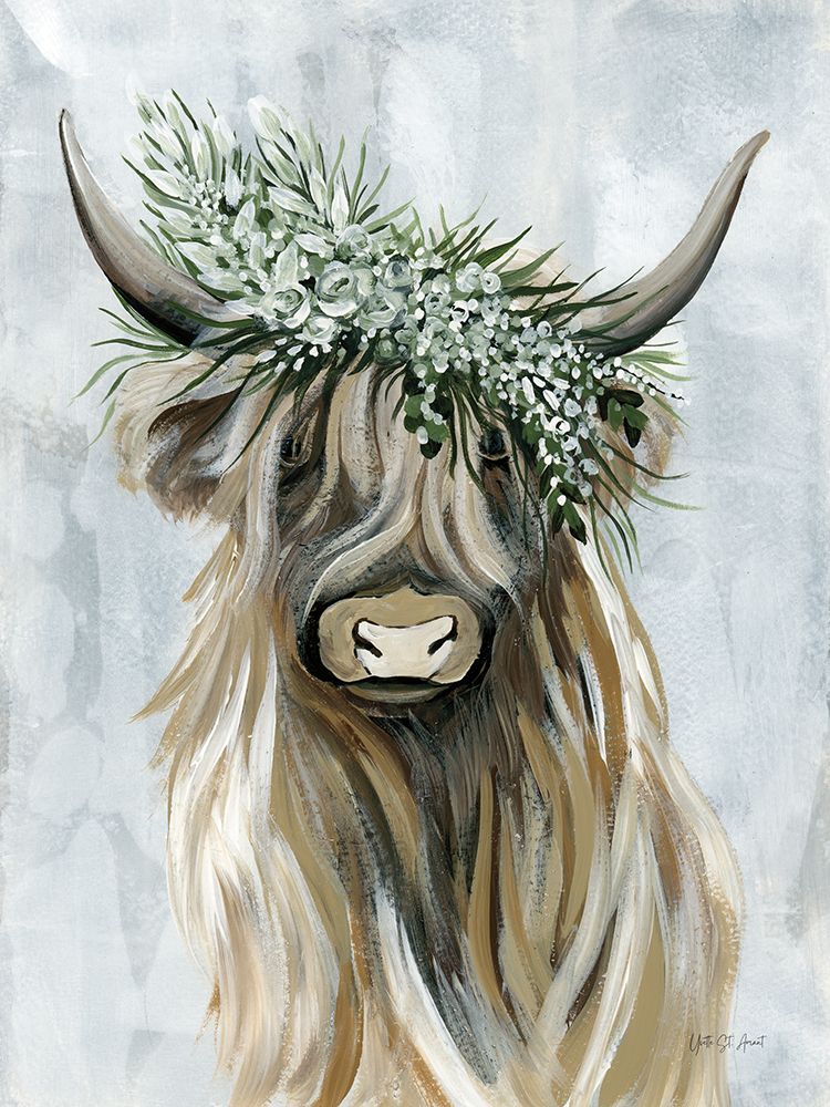 Beautiful Crowned Bovine art print by Yvette St. Amant for $57.95 CAD