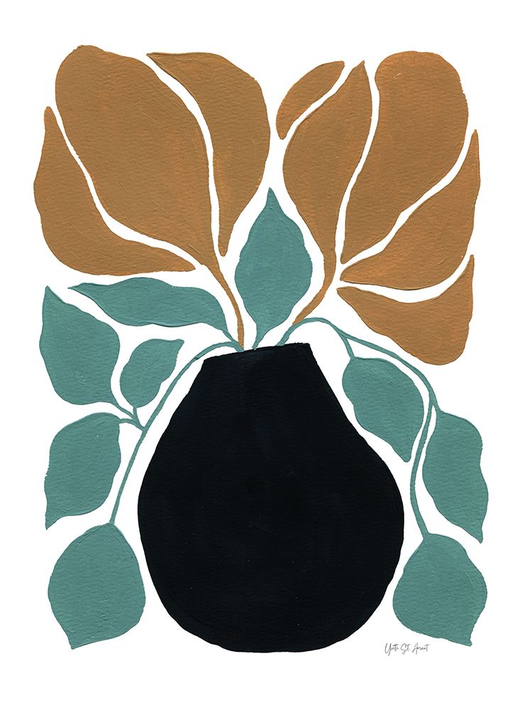 Boho Golden Flowers in Vase I art print by Yvette St. Amant for $57.95 CAD