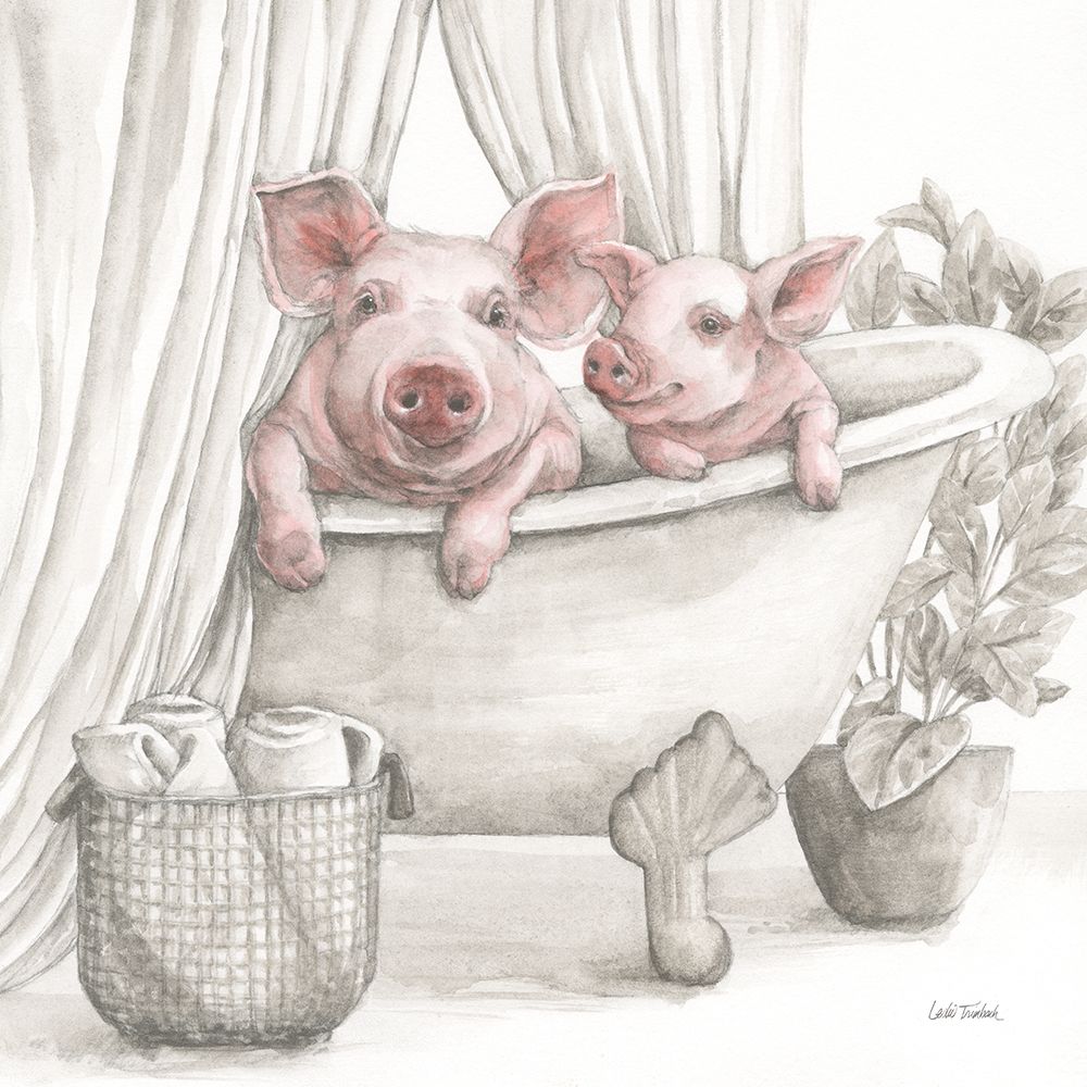 Pigs in a Tub Color art print by Leslie Trimbach for $57.95 CAD