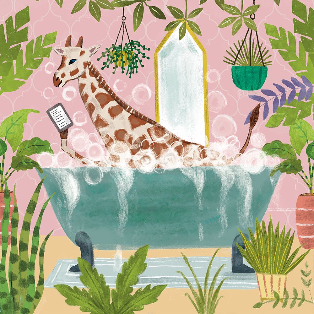 Giraffe in Tub No Drink art print by Farida Zaman for $57.95 CAD