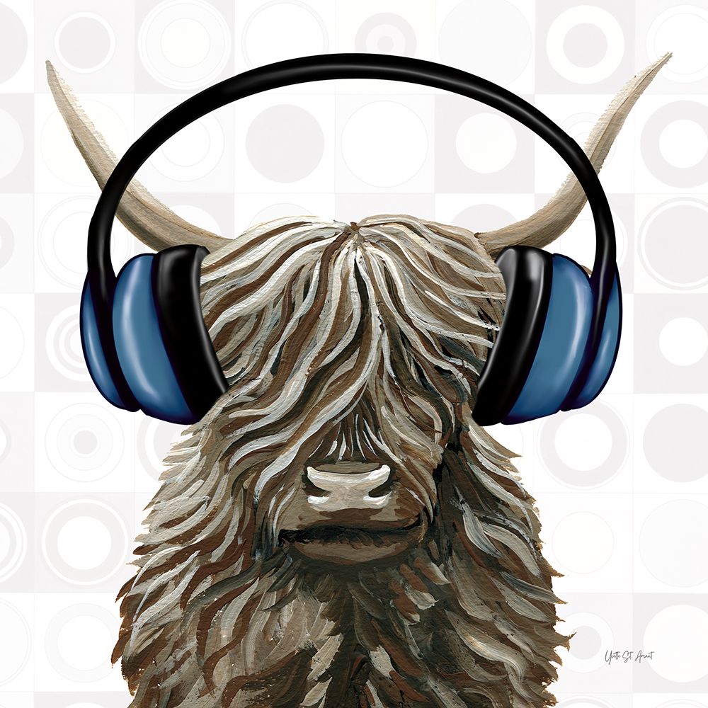 Music Cow Blue Crop art print by Yvette St. Amant for $57.95 CAD