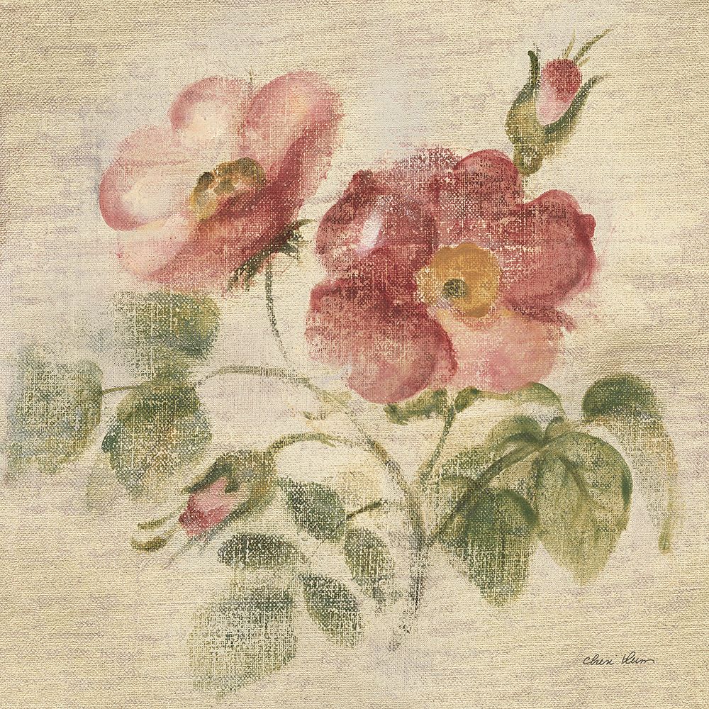Burgundy Rose on Antique Linen Light art print by Cheri Blum for $57.95 CAD