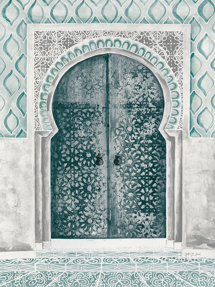 Moroccan Streets Tiled Entrance Green art print by Yvette St. Amant for $57.95 CAD