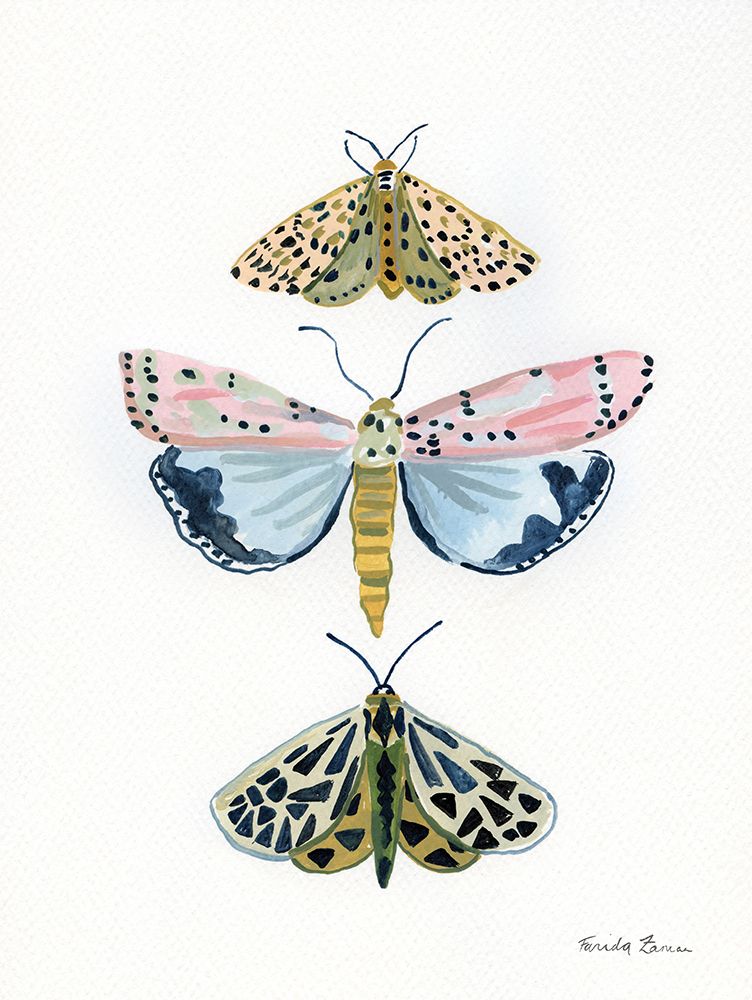 Pastel Moths I art print by Farida Zaman for $57.95 CAD