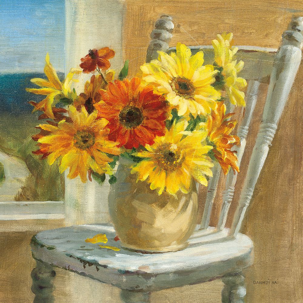 Sunflowers by the Sea Square art print by Danhui Nai for $57.95 CAD