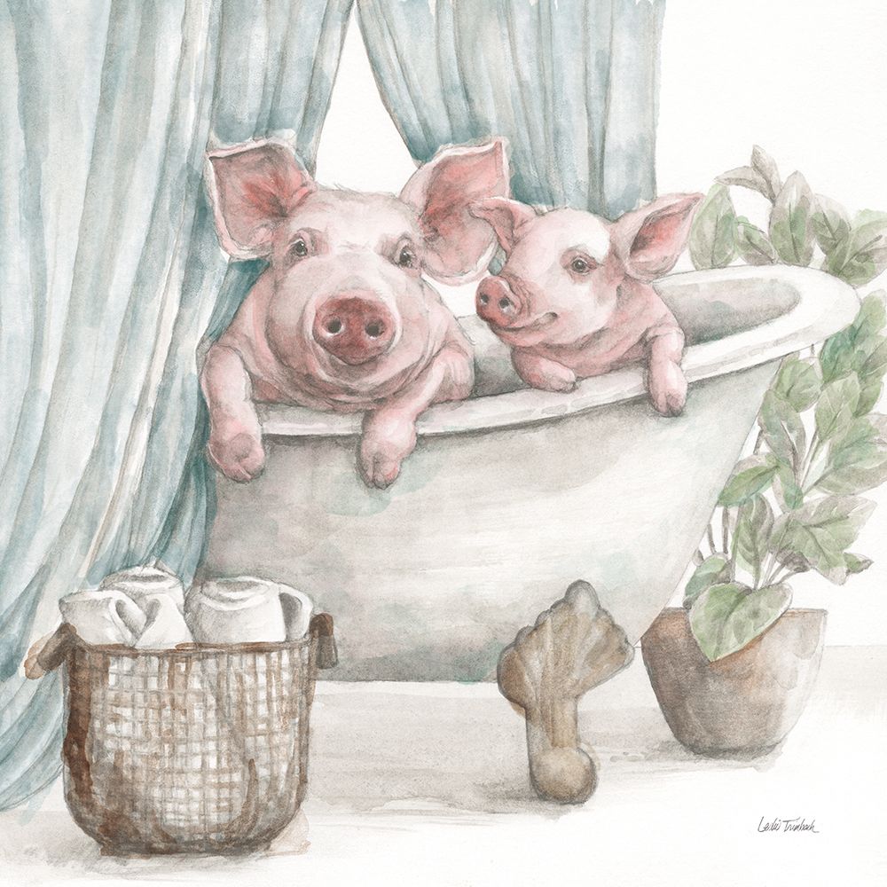 Pigs in a Tub Color art print by Leslie Trimbach for $57.95 CAD