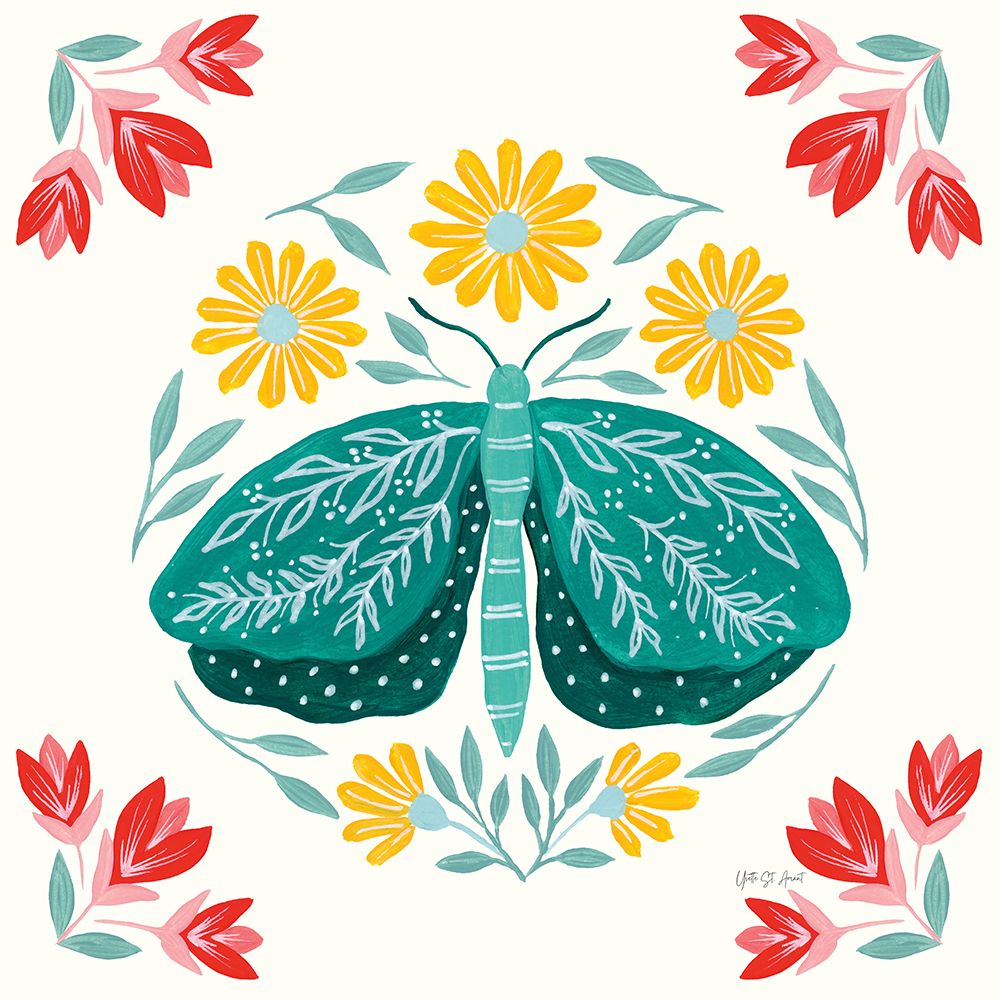 Folk Butterfly IV art print by Yvette St. Amant for $57.95 CAD