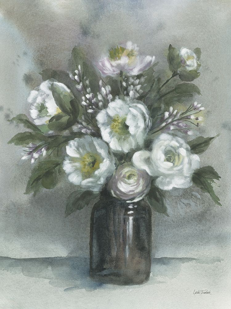 White Floral Vase art print by Leslie Trimbach for $57.95 CAD
