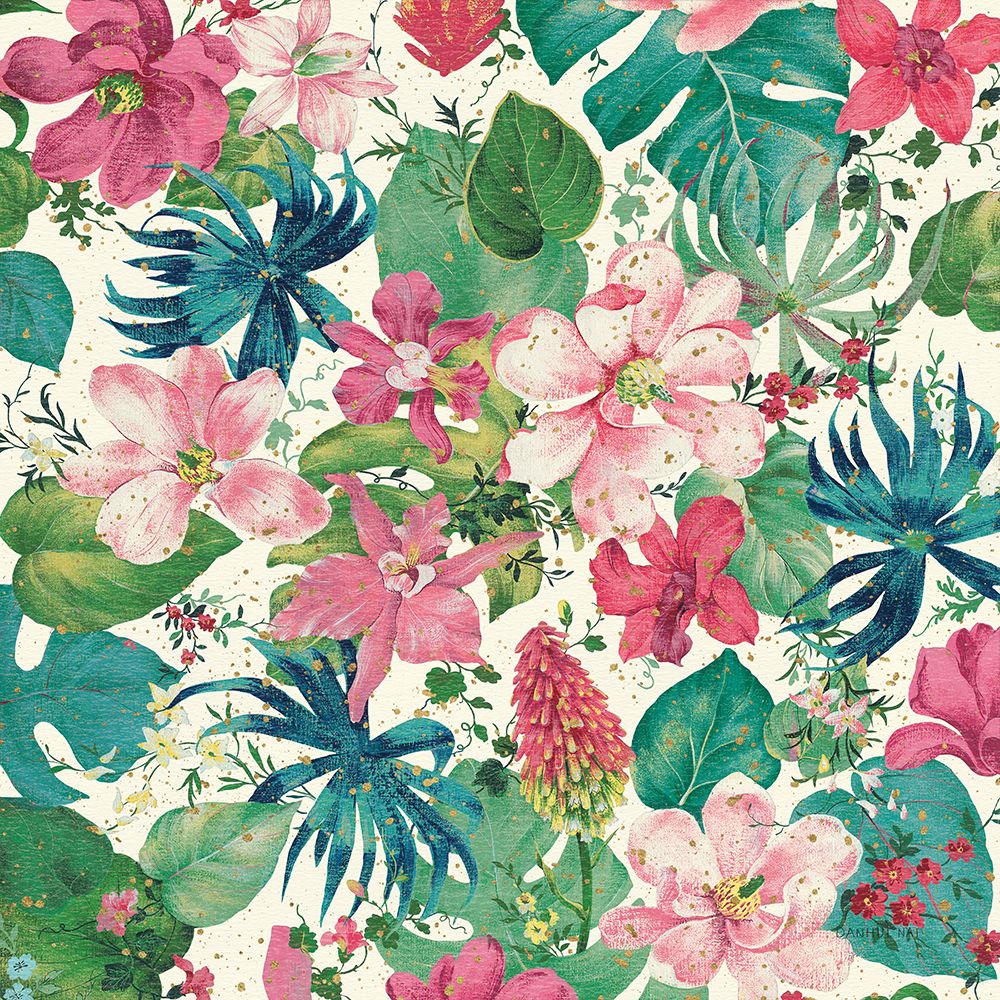 Tropical Dream Bright on Cream I Teal and Gold art print by Danhui Nai for $57.95 CAD
