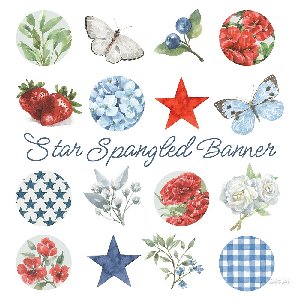 Red White and Blue Floral III art print by Leslie Trimbach for $57.95 CAD