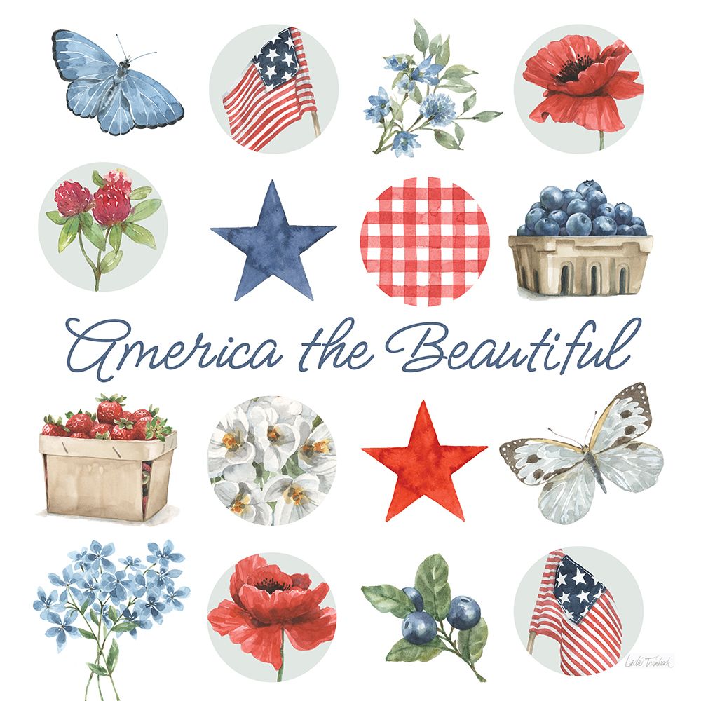 Red White and Blue Floral IV art print by Leslie Trimbach for $57.95 CAD