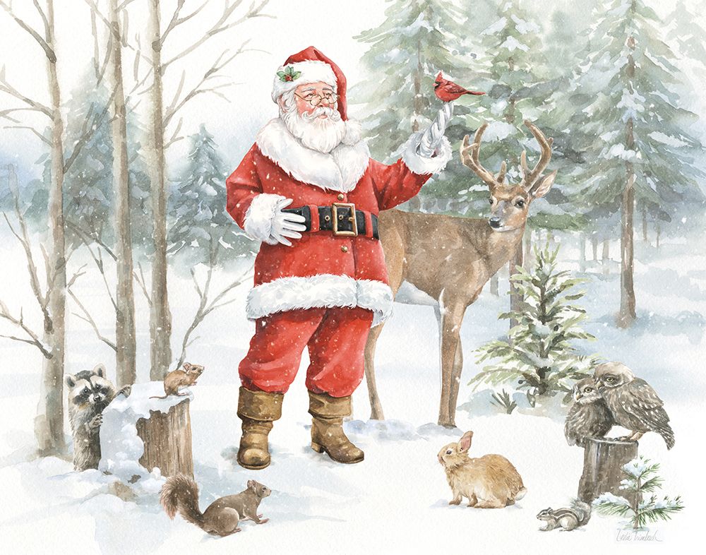 Woodland Santa I art print by Leslie Trimbach for $57.95 CAD