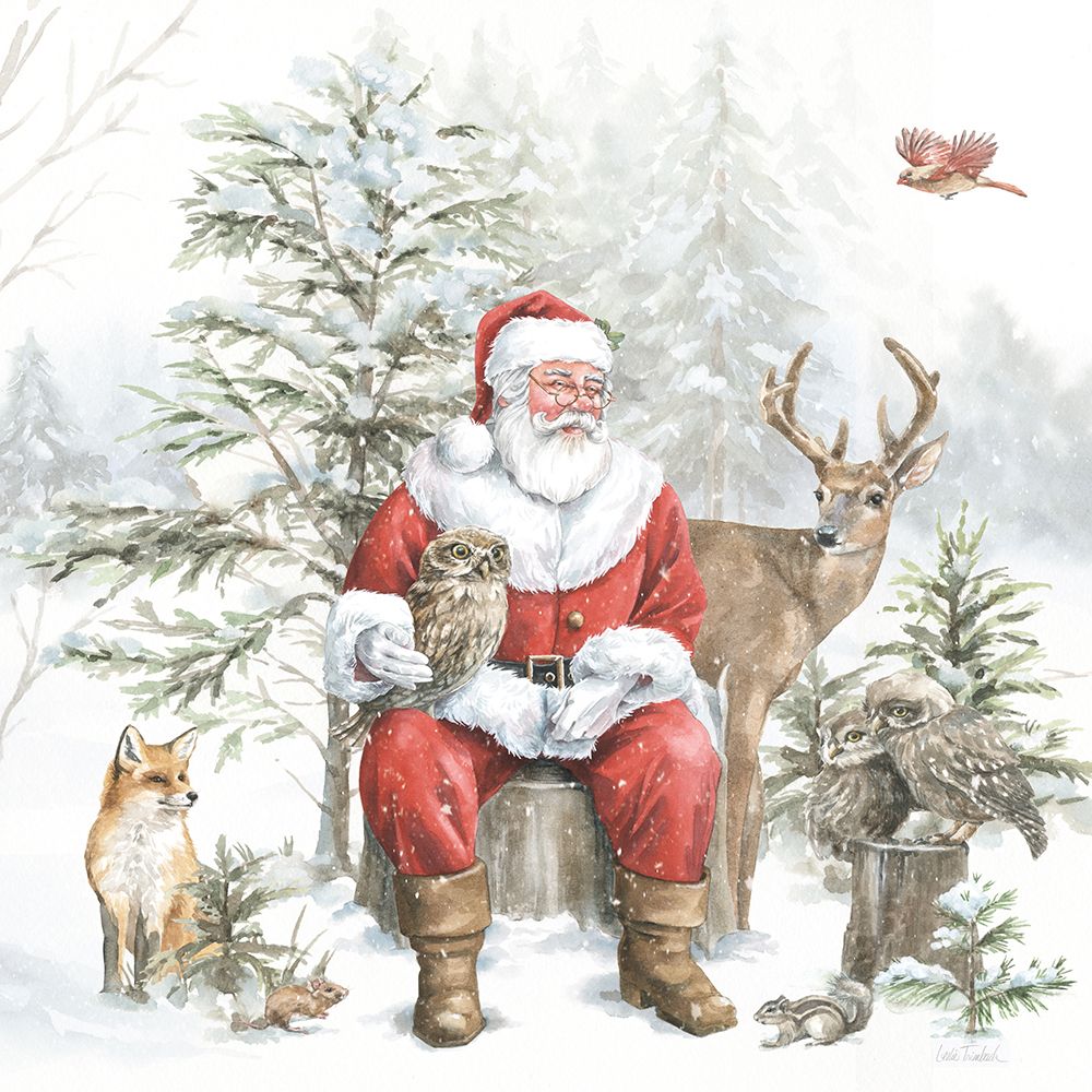Woodland Santa II art print by Leslie Trimbach for $57.95 CAD