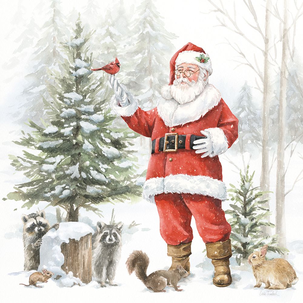 Woodland Santa III art print by Leslie Trimbach for $57.95 CAD