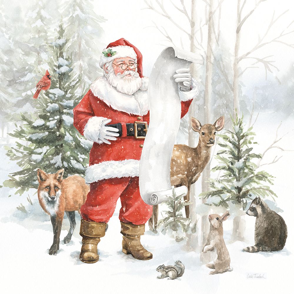 Woodland Santa IV art print by Leslie Trimbach for $57.95 CAD