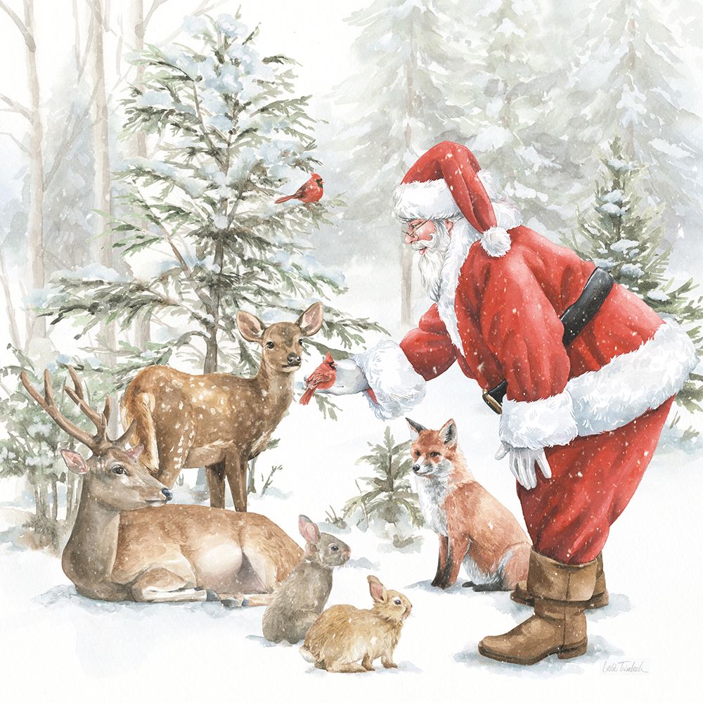 Woodland Santa V art print by Leslie Trimbach for $57.95 CAD