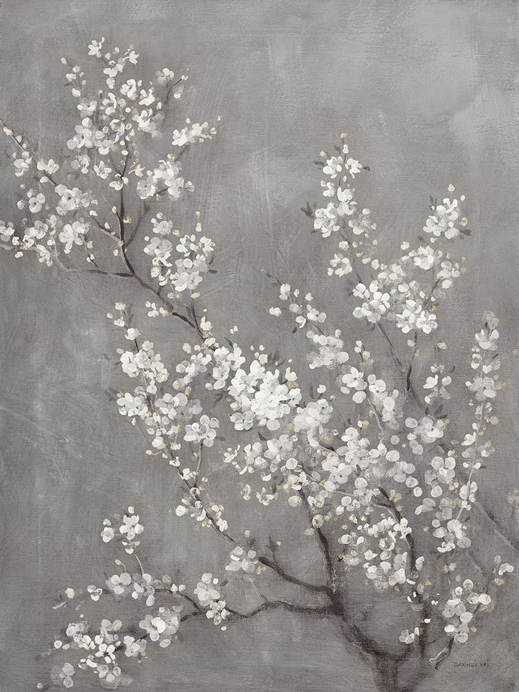 White Cherry Blossoms II on Grey art print by Danhui Nai for $57.95 CAD