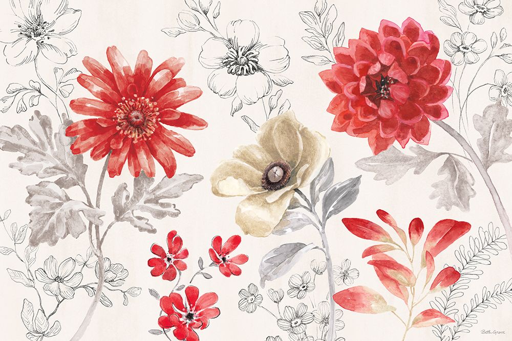Flora Toile I art print by Beth Grove for $57.95 CAD