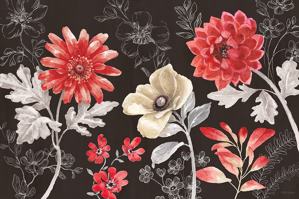 Flora Toile I Dark art print by Beth Grove for $57.95 CAD