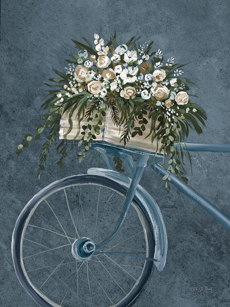 Vintage Bicycle with Florals Denim art print by Yvette St. Amant for $57.95 CAD