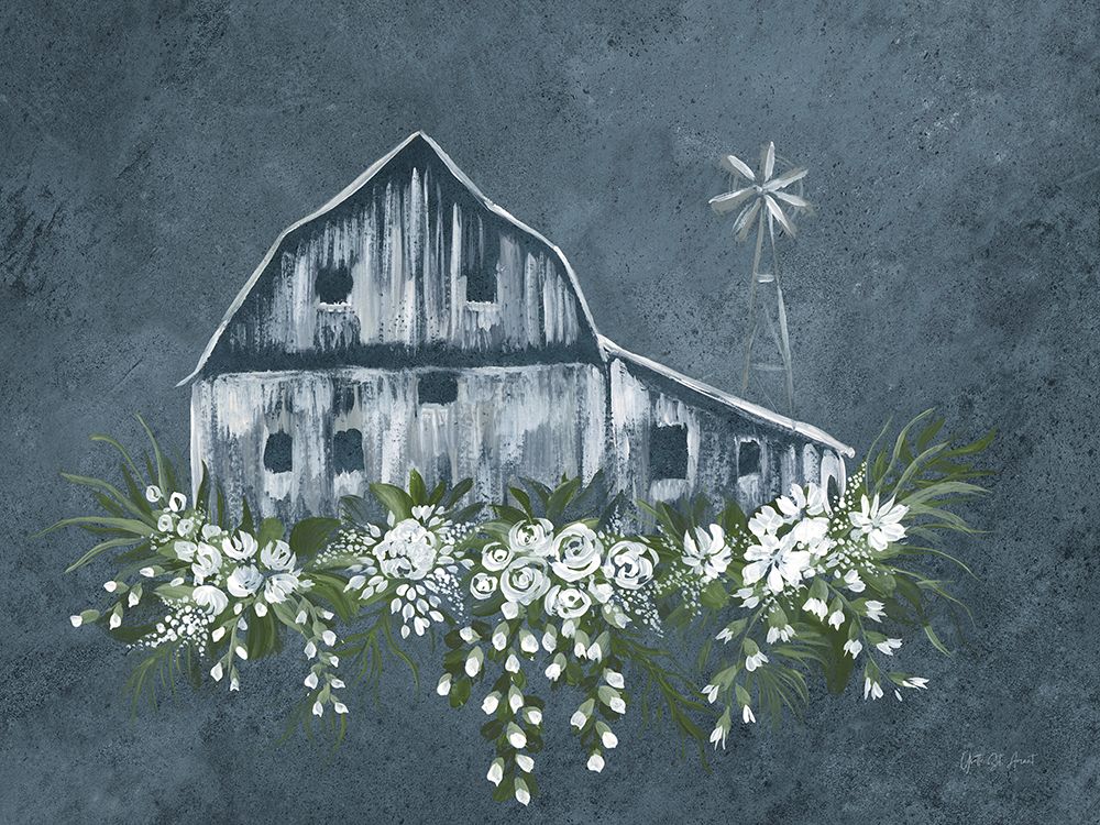 Adorned Barn Sketch Denim art print by Yvette St. Amant for $57.95 CAD