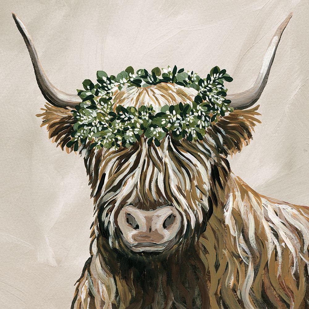 Harvest Cow Sage Square art print by Yvette St. Amant for $57.95 CAD