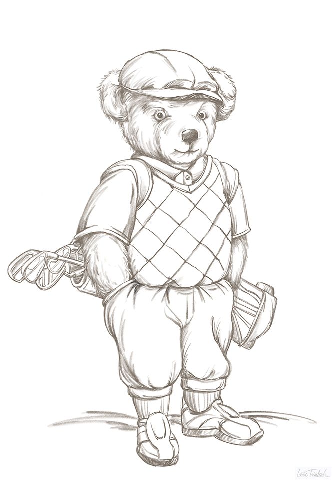 Teddy Bear Golf Sketch art print by Leslie Trimbach for $57.95 CAD