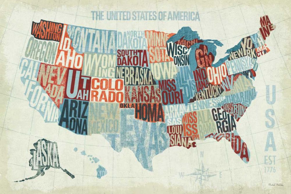 USA Modern Blue art print by Michael Mullan for $57.95 CAD